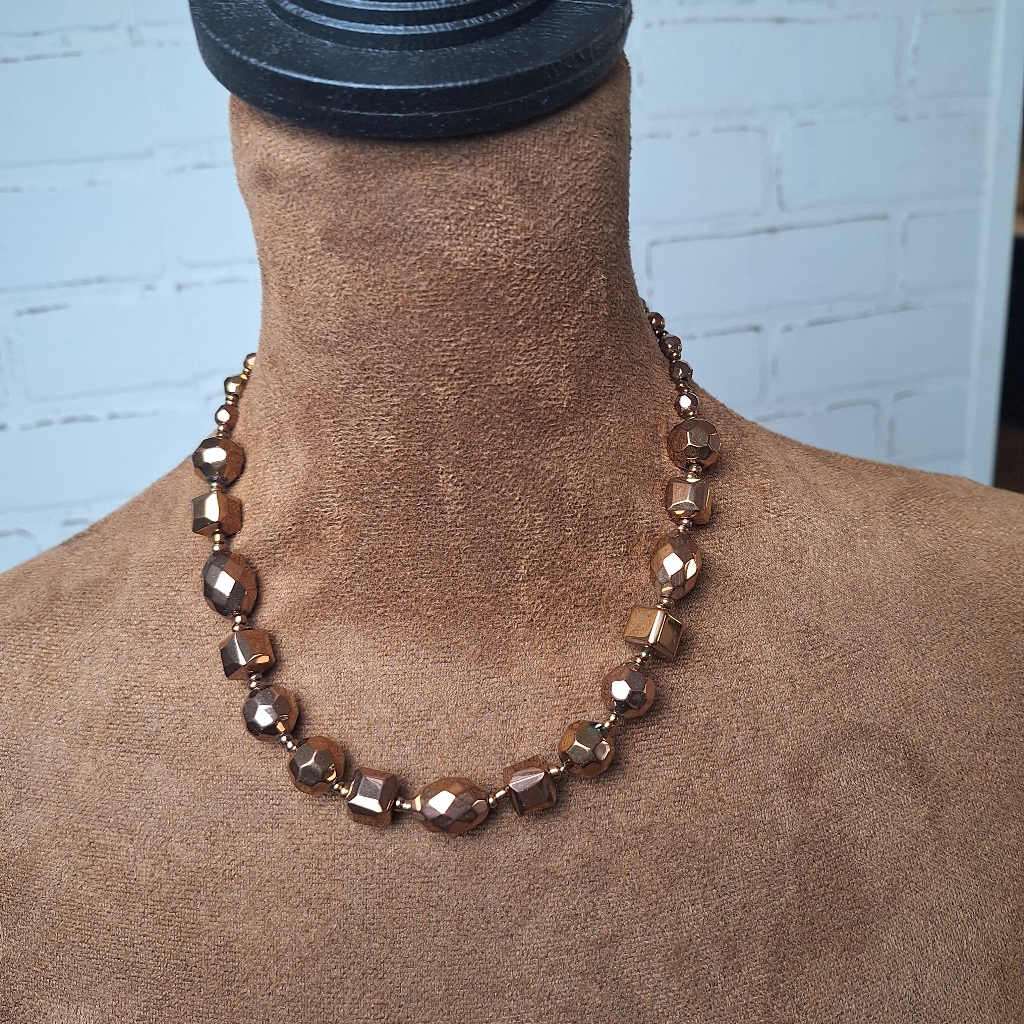 Vintage Gold Colored Beaded Necklace